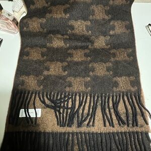 Celine Houndstooth Brown and Black Scarf